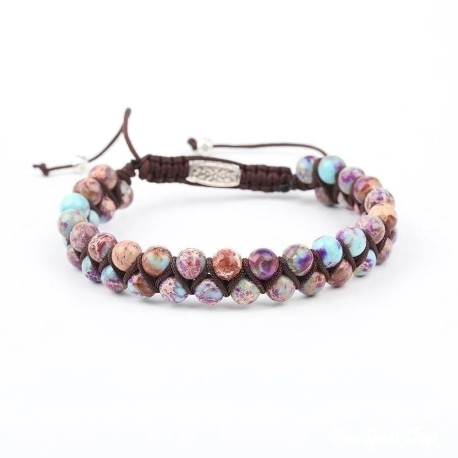 Handmade Purple Jasper Braided Adjustable Bracelet - Image 4