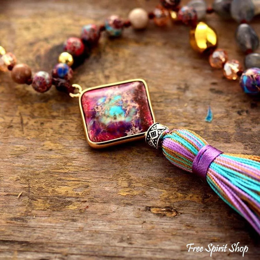 Handmade Purple Jasper & Labradorite Bead Necklace - Image 3