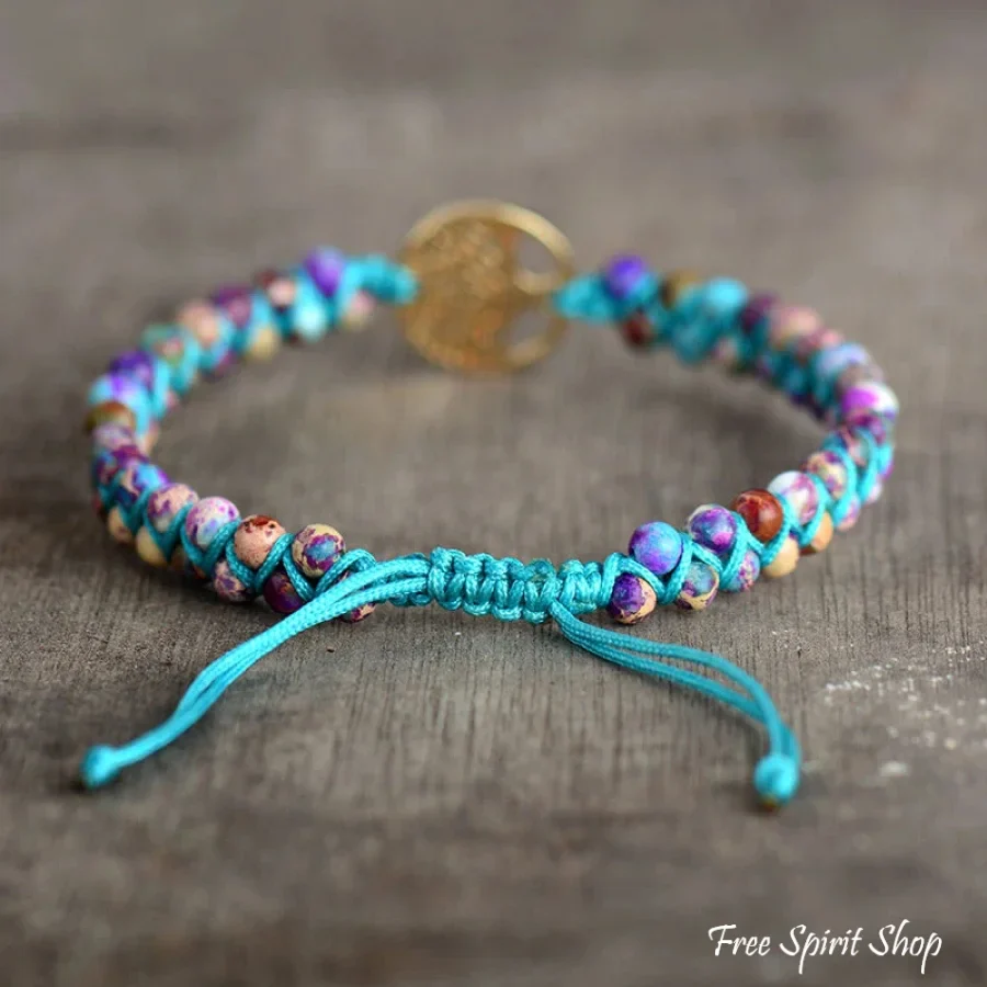Handmade Purple Jasper Tree of Life Braided Bracelet - Image 3