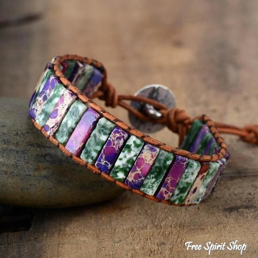 Handmade Purple Jasper Tube Wrap Bracelet - Image 2