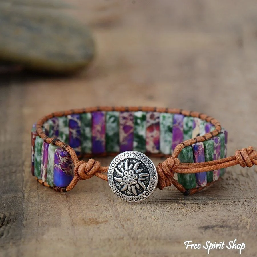 Handmade Purple Jasper Tube Wrap Bracelet - Image 3
