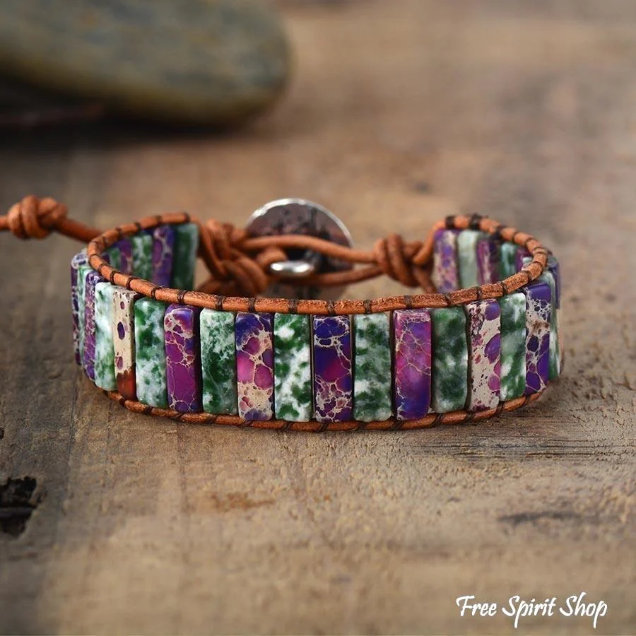 Handmade Purple Jasper Tube Wrap Bracelet - Image 4