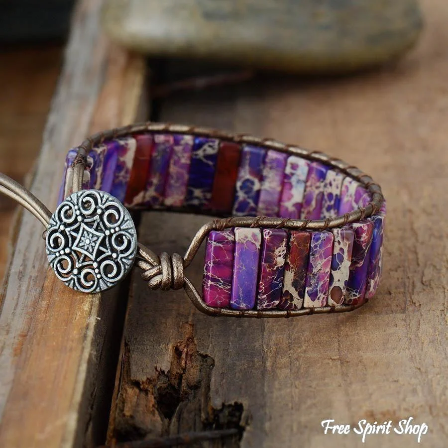 Handmade Purple Jasper Tube Wrap Bracelet - Image 5