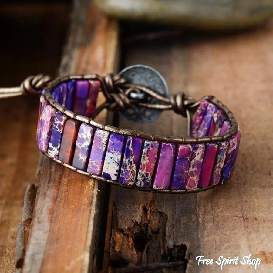 Handmade Purple Jasper Tube Wrap Bracelet - Image 6