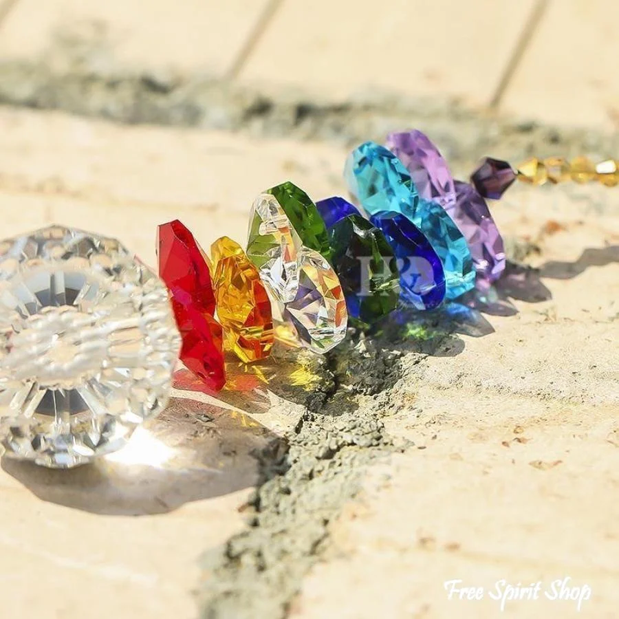 Handmade Rainbow 7 Chakra Crystal Ball Suncatcher - Image 5