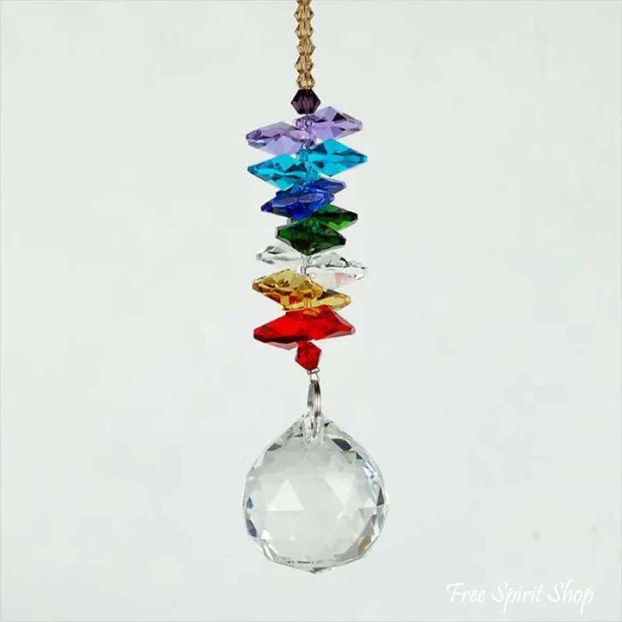 Handmade Rainbow 7 Chakra Crystal Ball Suncatcher - Image 6