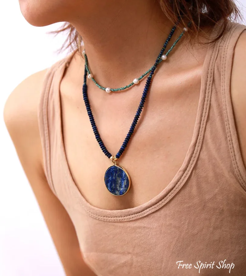 Handmade Tiger Eye Circle Pendant Necklace - Image 2