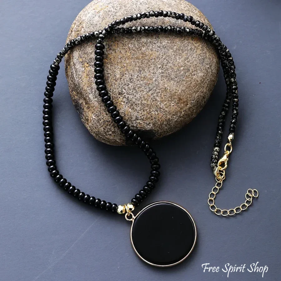 Handmade Tiger Eye Circle Pendant Necklace - Image 3