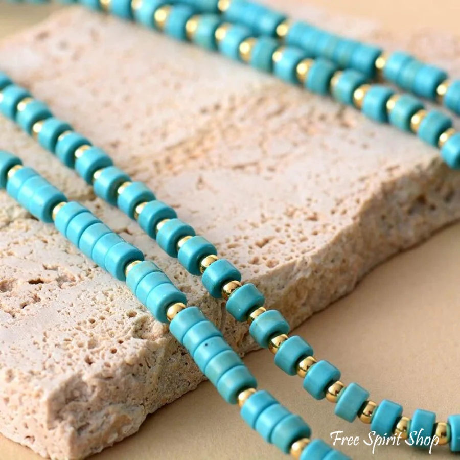 Handmade Turquoise Howlite Two Layer Necklace - Image 5