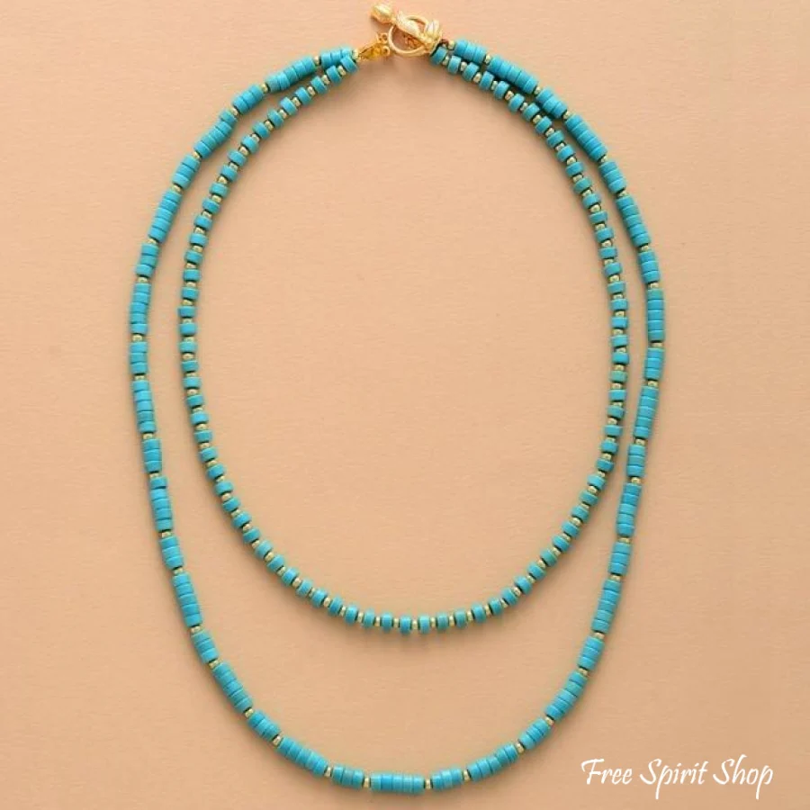 Handmade Turquoise Howlite Two Layer Necklace - Image 8