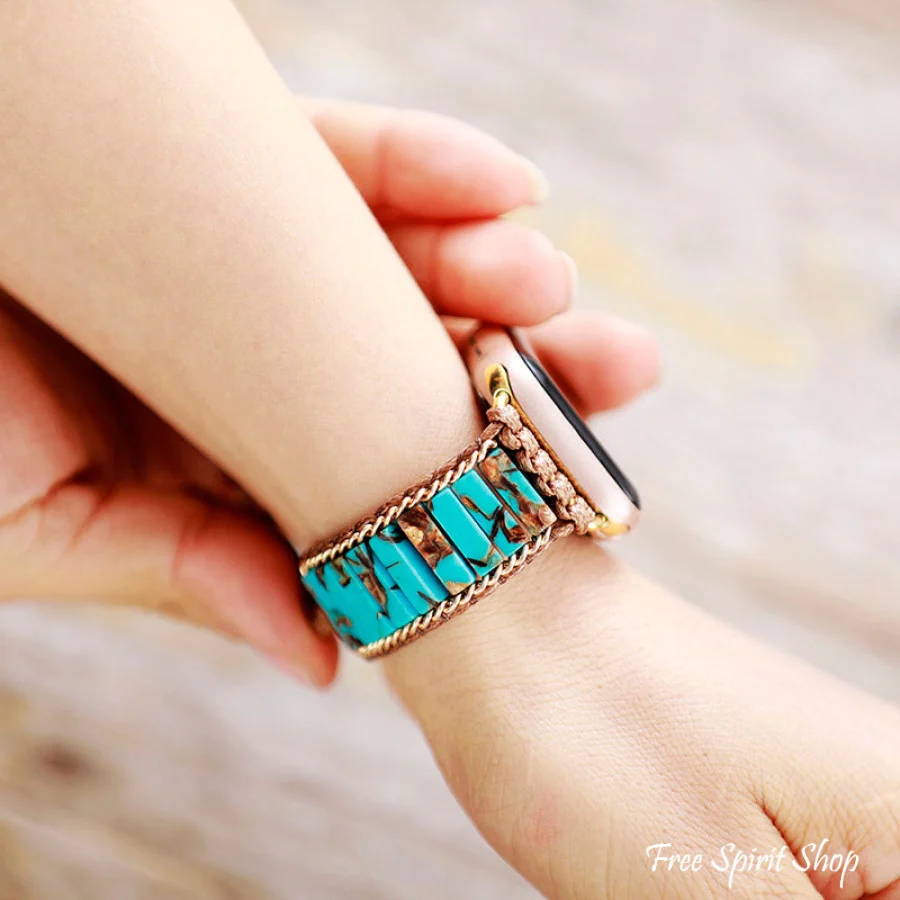Handmade Turquoise Jasper Apple Watch Band - Image 2
