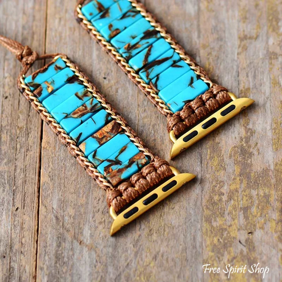Handmade Turquoise Jasper Apple Watch Band - Image 3