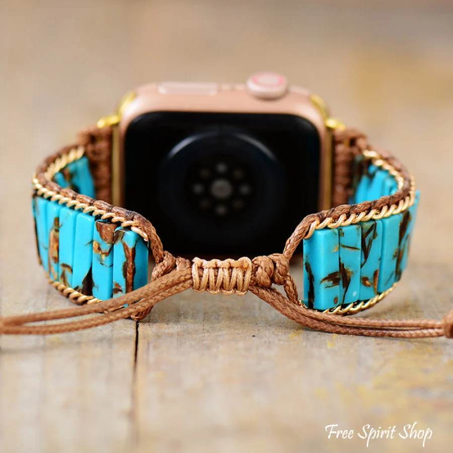 Handmade Turquoise Jasper Apple Watch Band - Image 4