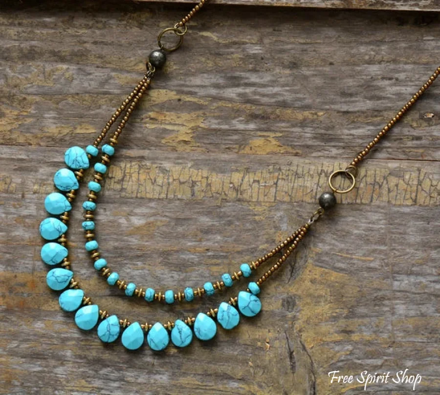 Handmade Turquoise Jasper Multi-Layer Beaded Necklace - Image 4