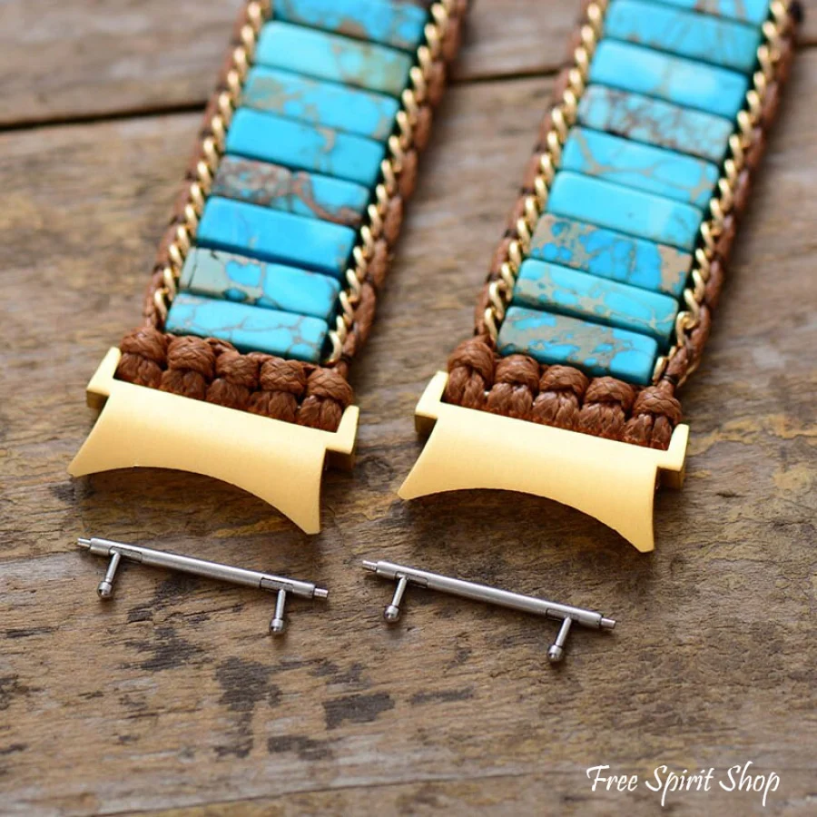 Handmade Turquoise Jasper Samsung Galaxy 4 5 6 7 Watch Band - Image 3