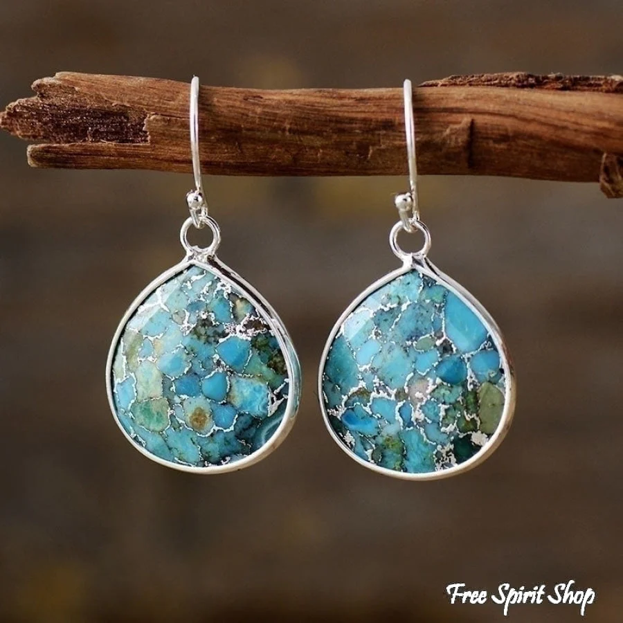 Handmade Turquoise Jasper Earrings - Image 2