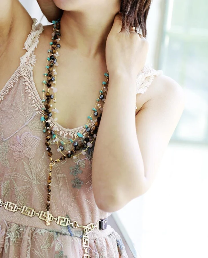 Handmade Turquoise Nugget Gold Plated Necklace - Image 2