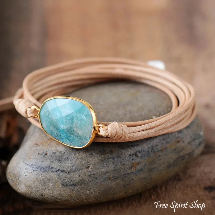 Handmade Natural Amazonite Wrap Bracelet - Image 3