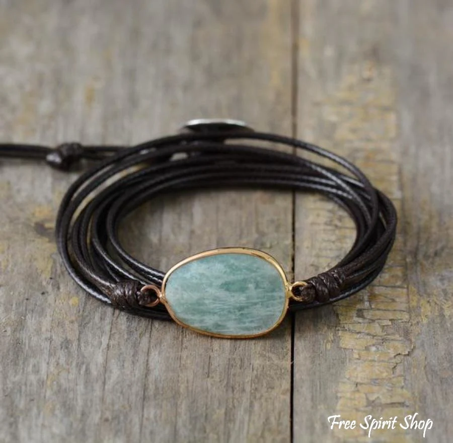 Handmade Natural Amazonite Wrap Bracelet - Image 4
