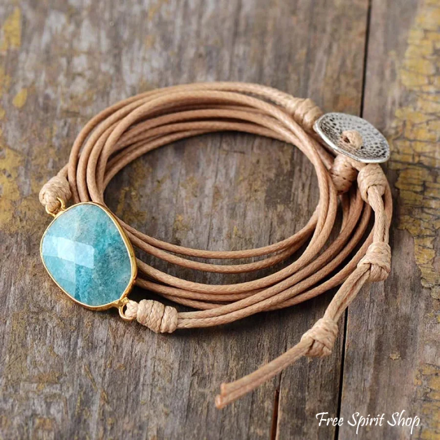 Handmade Natural Amazonite Wrap Bracelet - Image 5