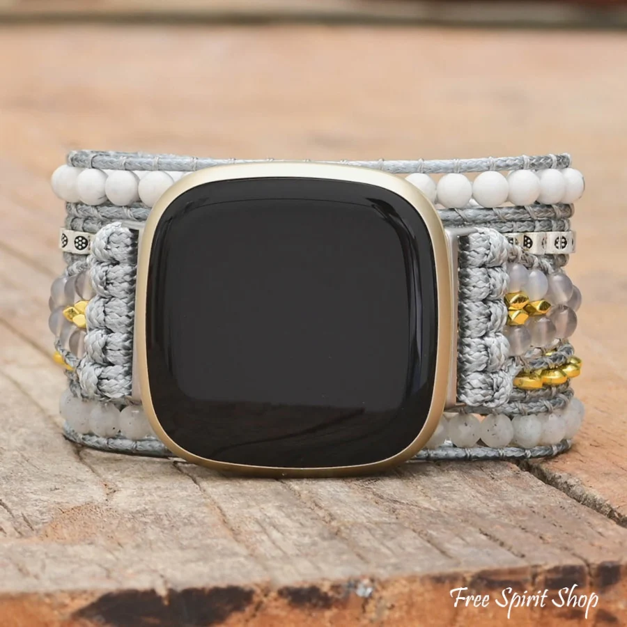 White Howlite & Gray Quartz Fitbit Watch Band