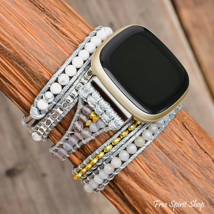 White Howlite & Gray Quartz Fitbit Watch Band - Image 2