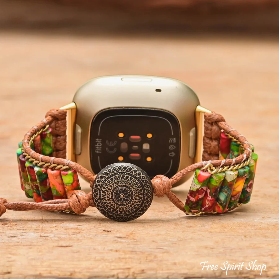 Green Imperial Jasper Fitbit Watch Band - Image 2