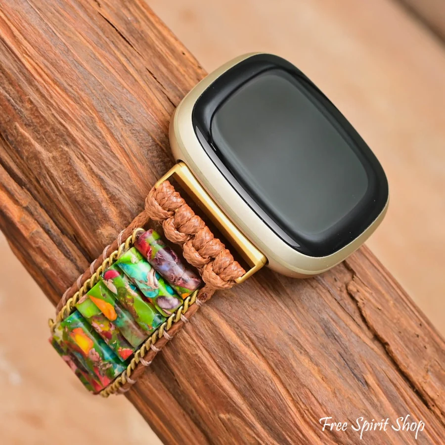 Green Imperial Jasper Fitbit Watch Band - Image 3