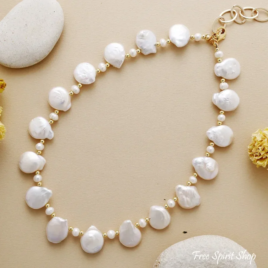 Irregular Freshwater Pearl Choker Necklace - Image 2
