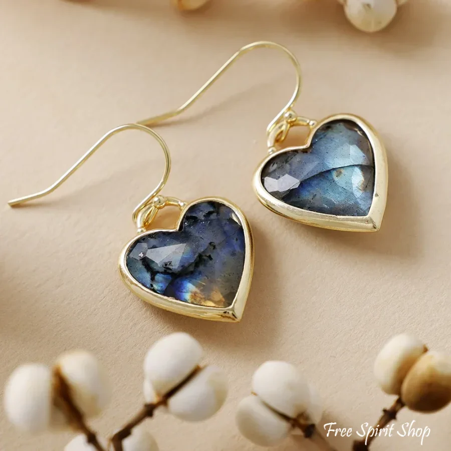 Labradorite Heart Drop Earrings