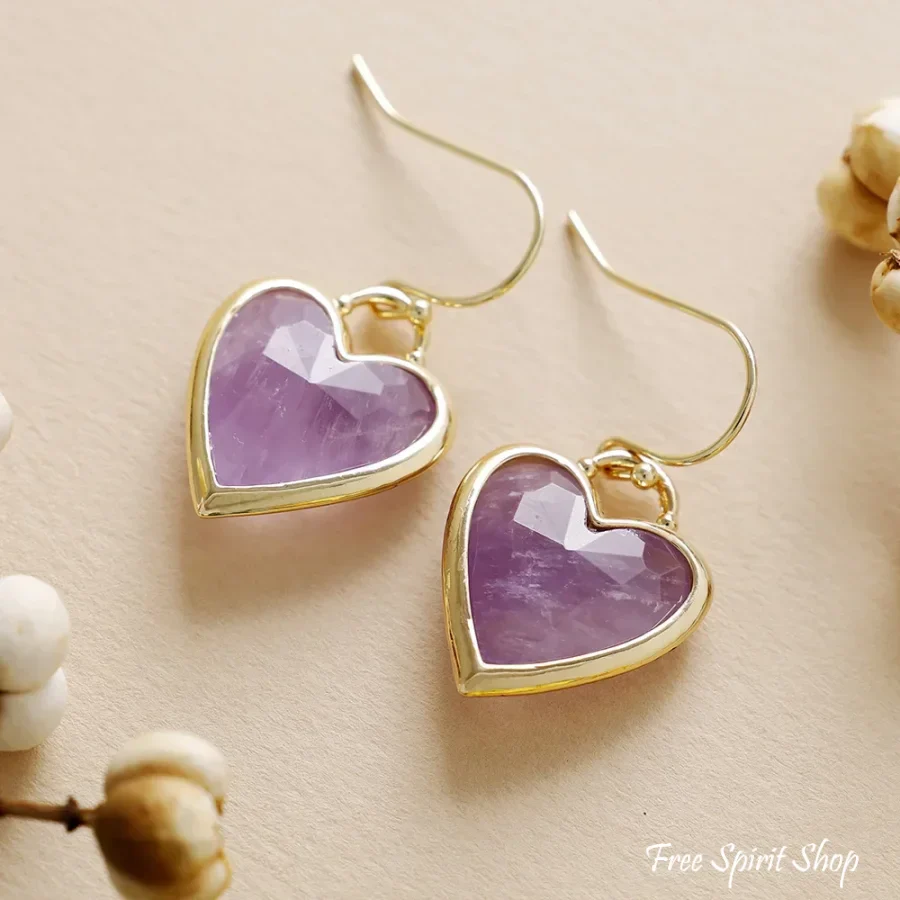 Labradorite Heart Drop Earrings - Image 2