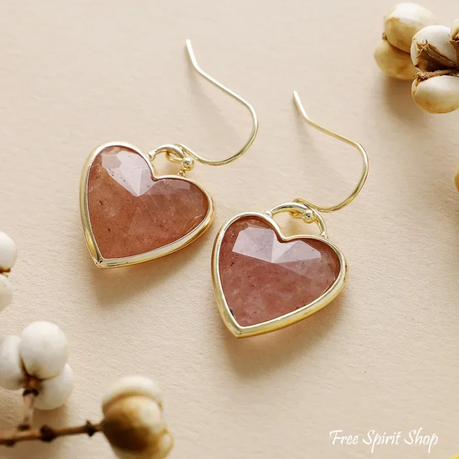 Labradorite Heart Drop Earrings - Image 3