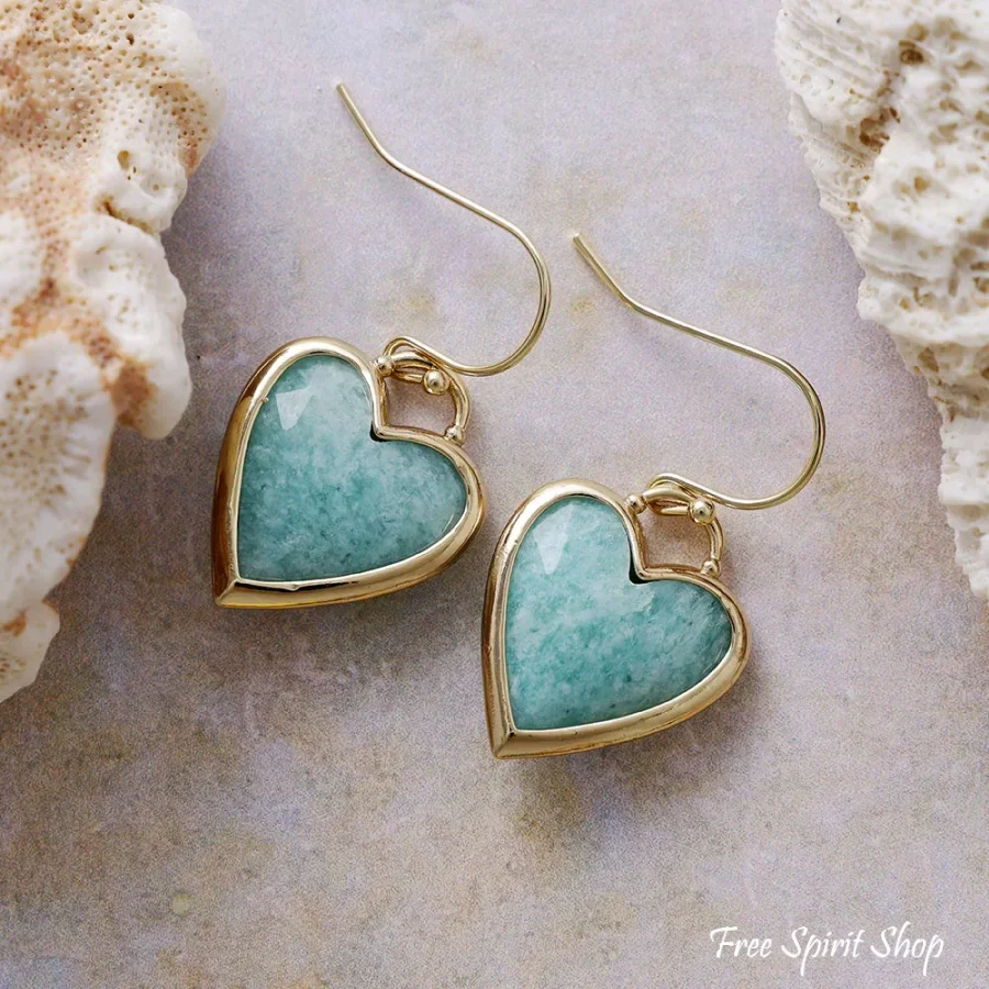 Labradorite Heart Drop Earrings - Image 5