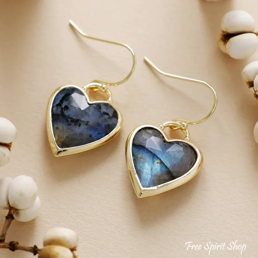Labradorite Heart Drop Earrings - Image 6