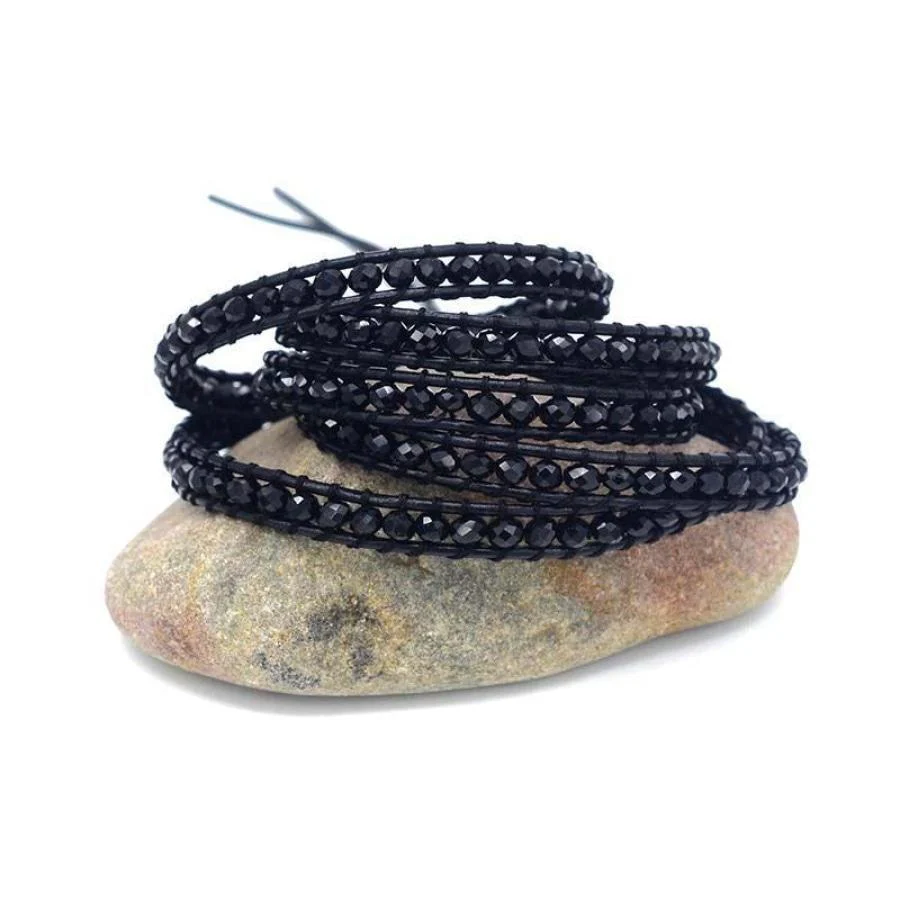 Midnight Black Crystal Wrap Bracelet - Image 4