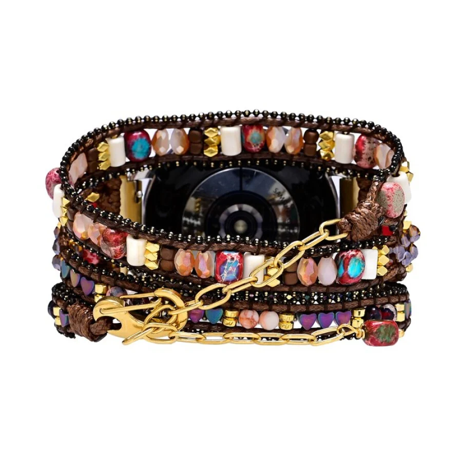 Mixed Beads & Brown Cord Samsung / Garmin Watch Band - Image 5