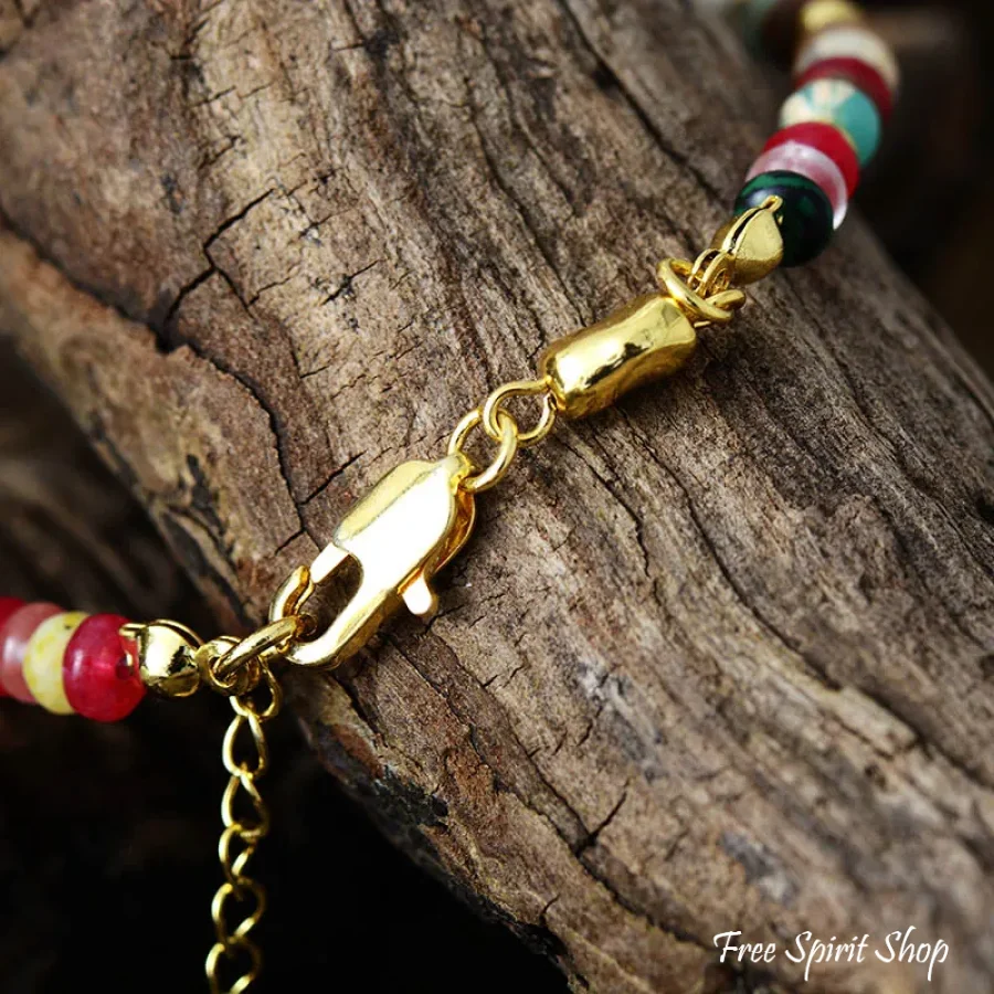Mixed Multi-Color Natural Stone Bead & Pearl Bracelet - Image 4