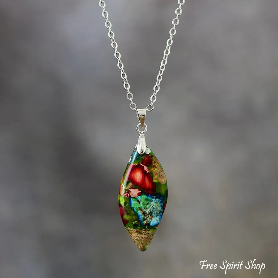 Multi-color Imperial Jasper Pendant Necklace - Image 2