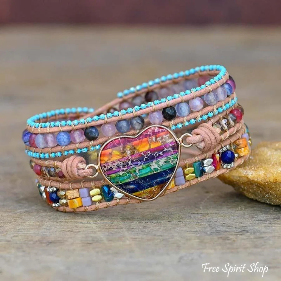 Multi-color Love Beaded Wrap Bracelet