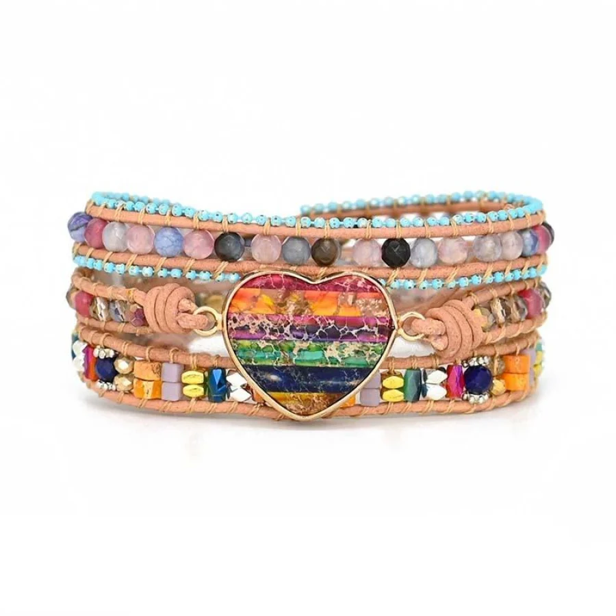 Multi-color Love Beaded Wrap Bracelet - Image 3