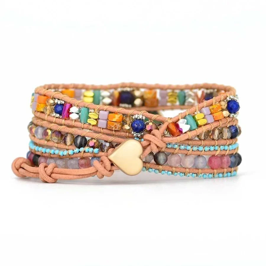 Multi-color Love Beaded Wrap Bracelet - Image 4