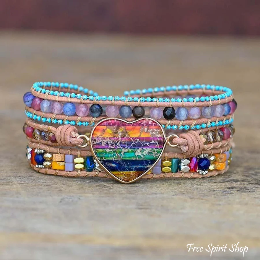 Multi-color Love Beaded Wrap Bracelet - Image 5