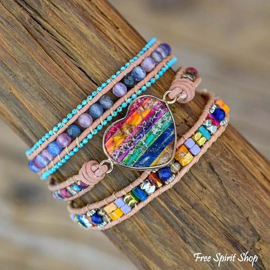 Multi-color Love Beaded Wrap Bracelet - Image 6