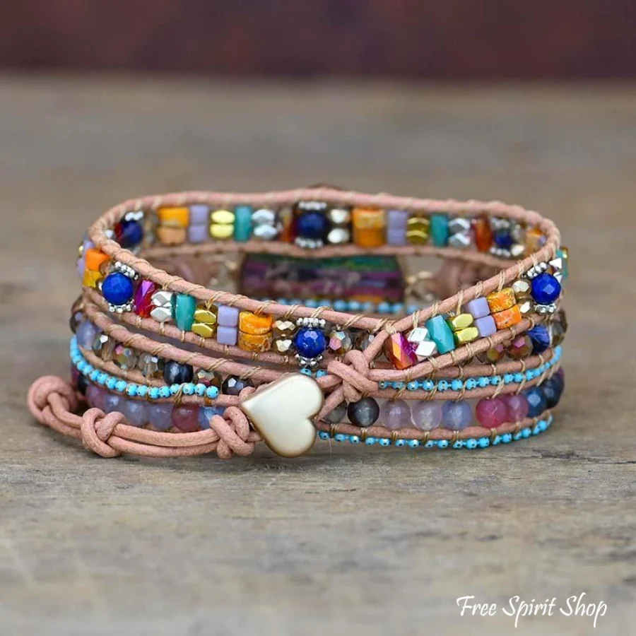 Multi-color Love Beaded Wrap Bracelet - Image 7