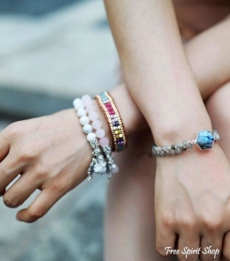 Handmade Multi-color Beaded Wrap Bracelet - Image 2