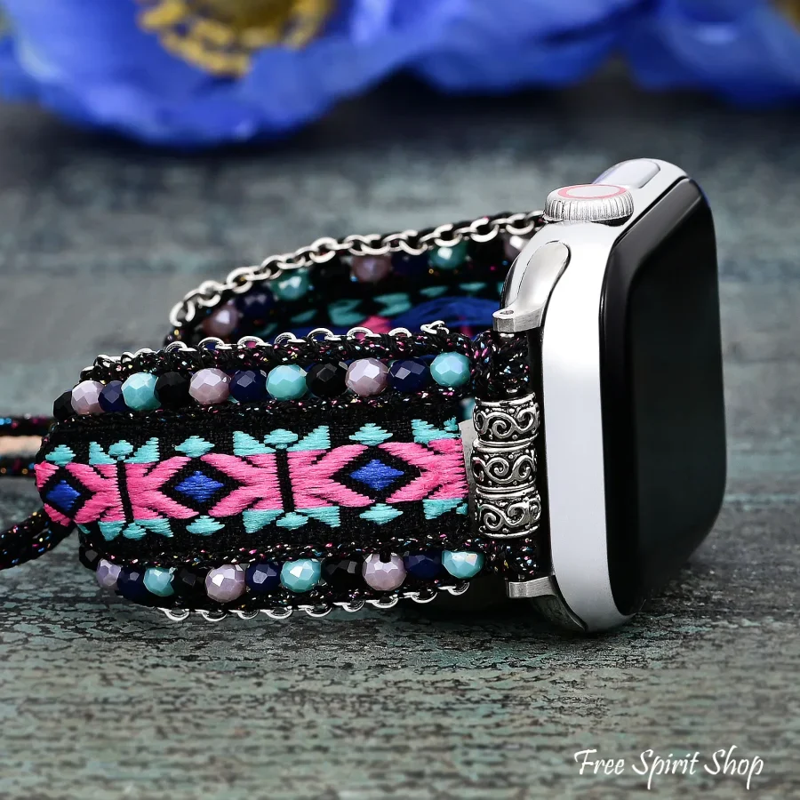 Mystic Night Gemstone Nylon Apple Watch Band - Image 2
