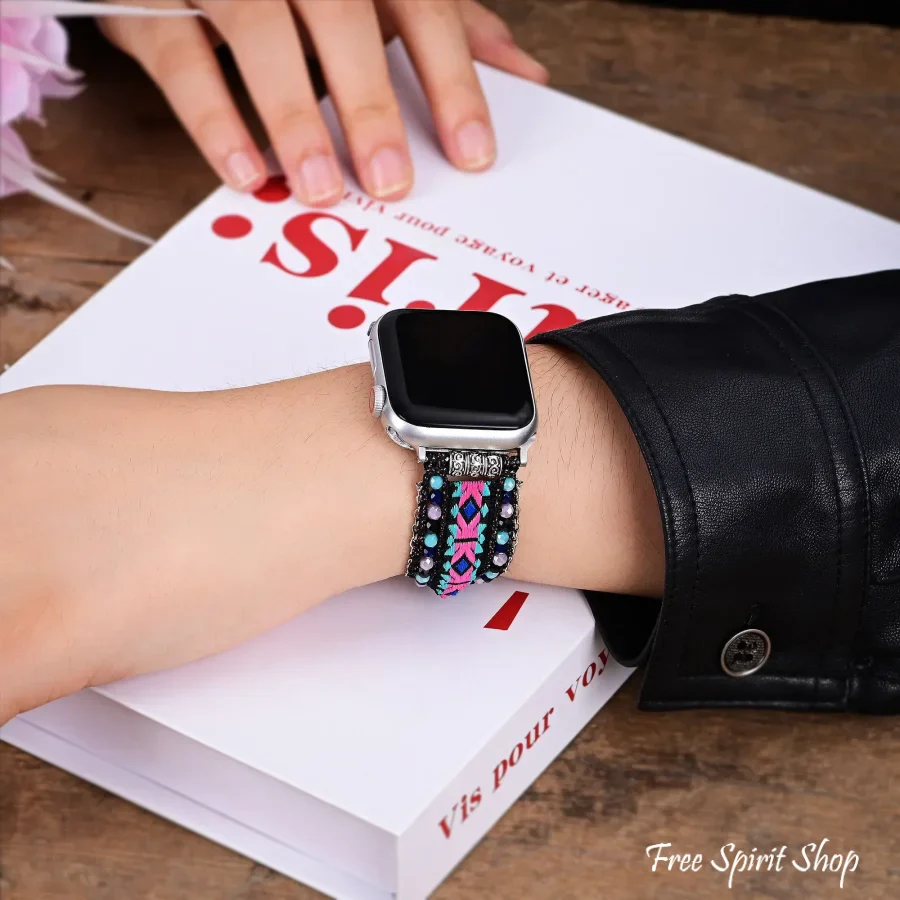 Mystic Night Gemstone Nylon Apple Watch Band - Image 3