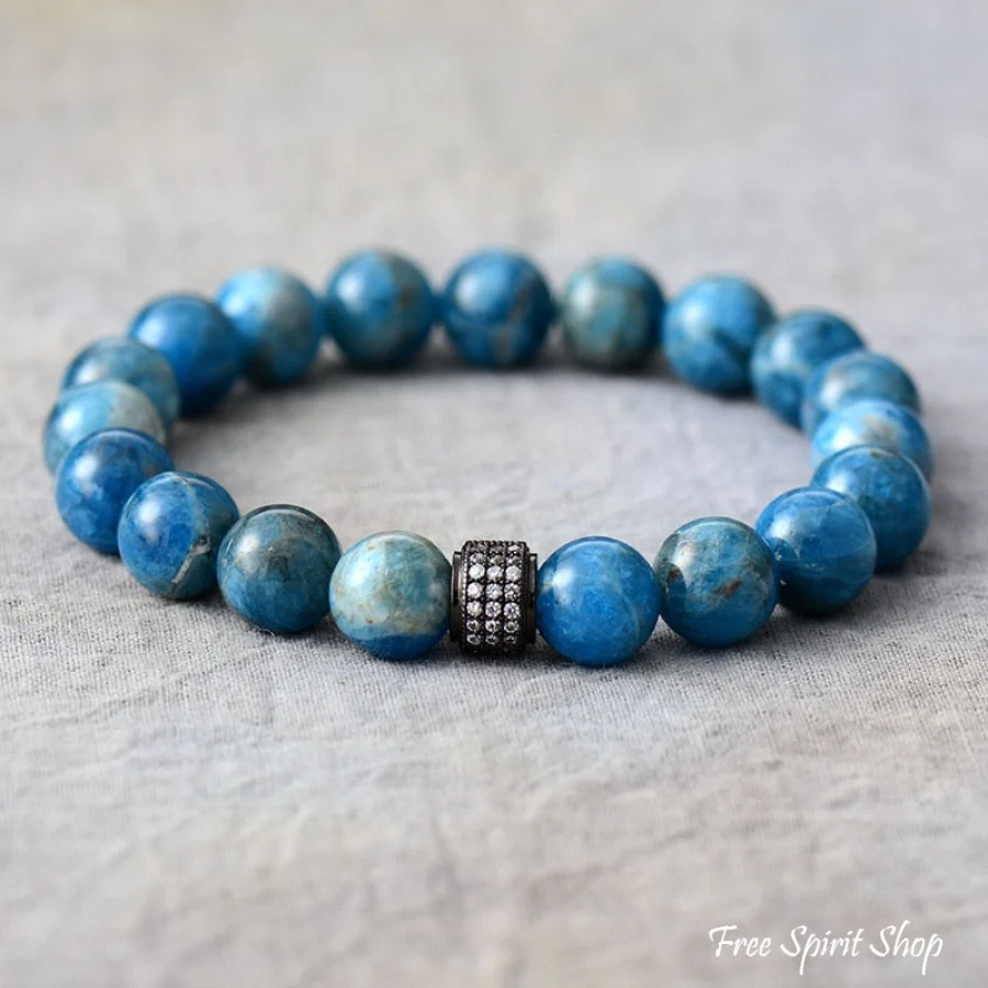 Natural 10mm Apatite Stone Bead Bracelet