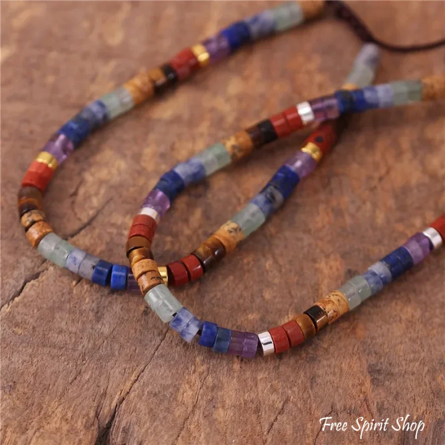 Natural 7 Chakra Gemstone Adjustable Bead Bracelet - Image 5