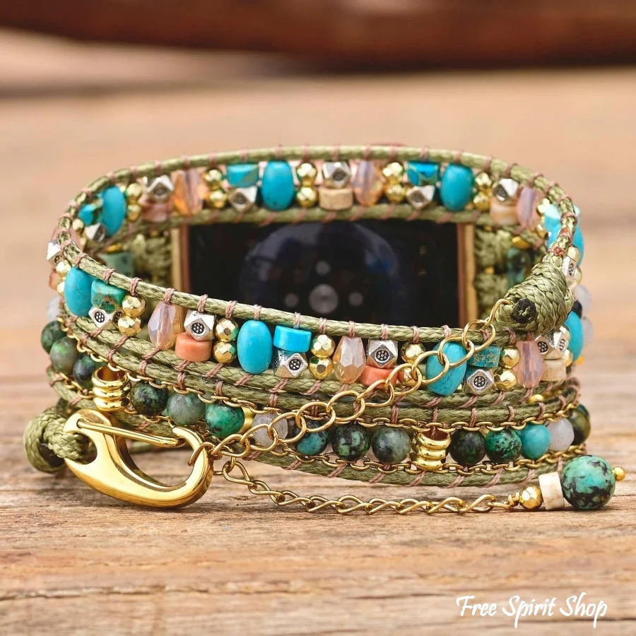 Natural African Turquoise Green Apple Watch Band - Image 2